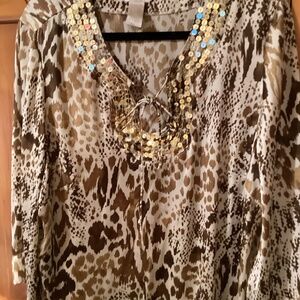 Hot In Hollywood Retro Leopard Print Blouse  1X